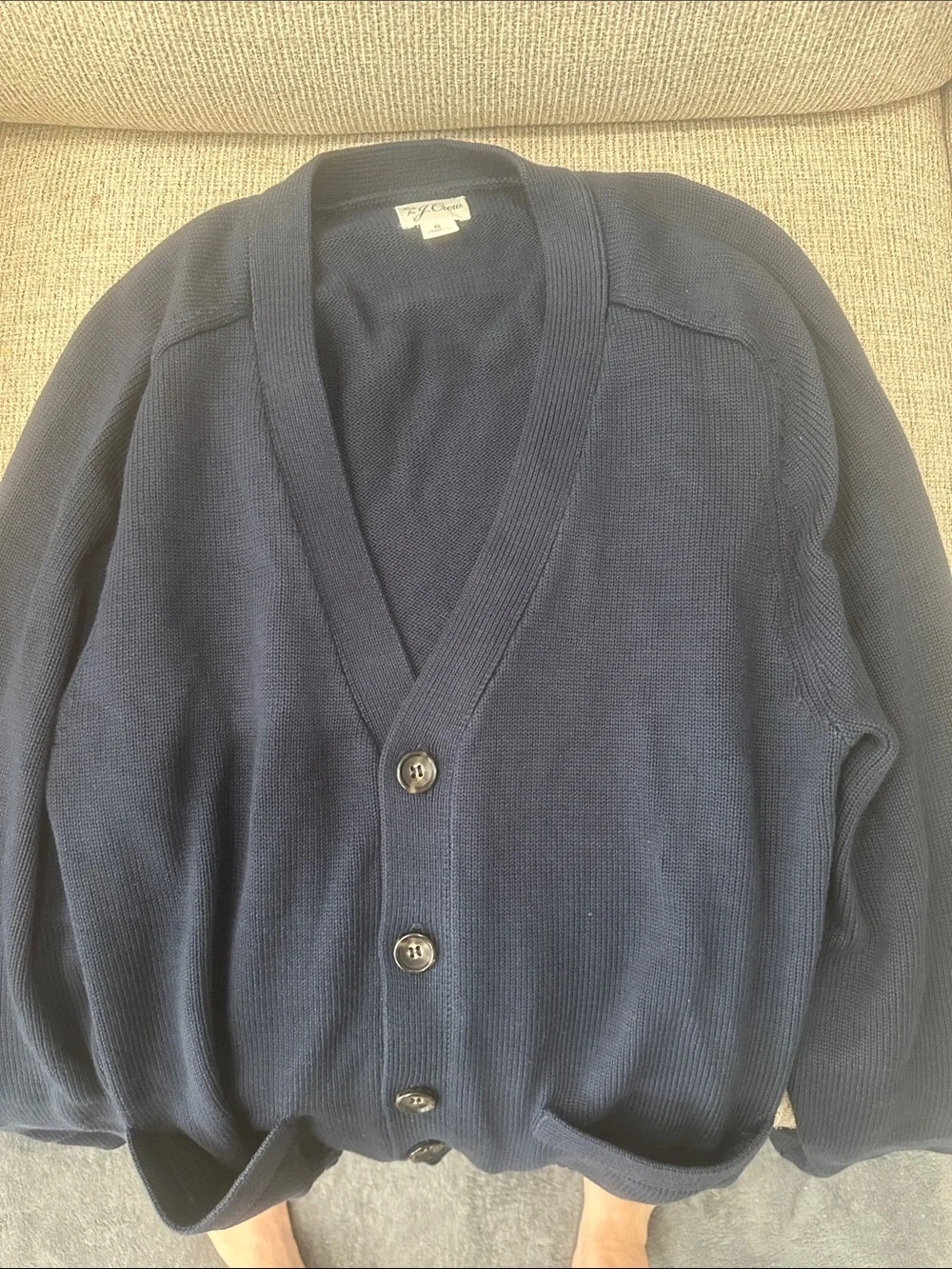 J. Crew Navy Button-Front V-Neck Cardigan Sweater